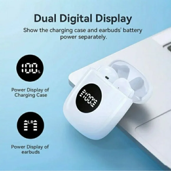 Wireless Bluetooth Earbuds with Charging Case - Black